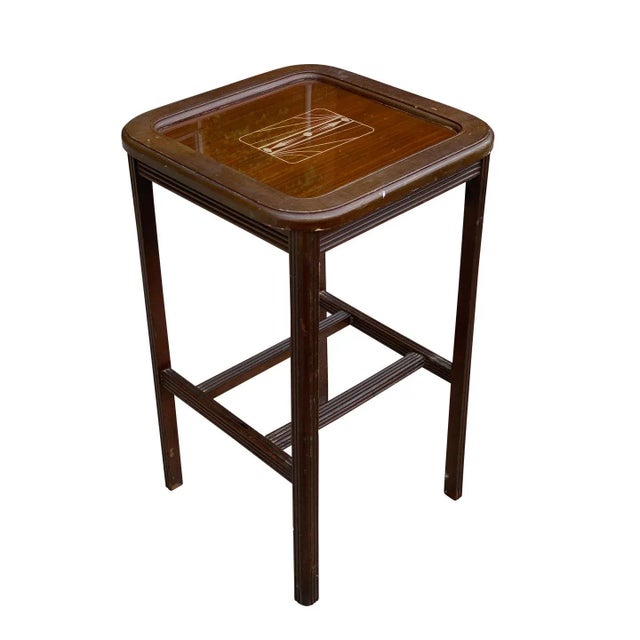 Vintage Art Deco Reeded Mahogany Glass Top Motif End Table For Sale - Image 10 of 10