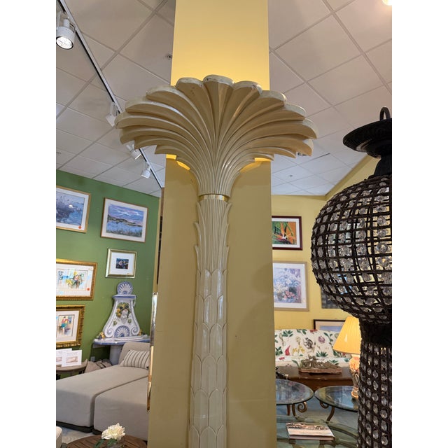 Sculpture Materials Vintage Mid-Century Hollywood Regency Palm Tree Torchiere Wall Lamps After Serge Roche - A Pair For Sale - Image 7 of 11