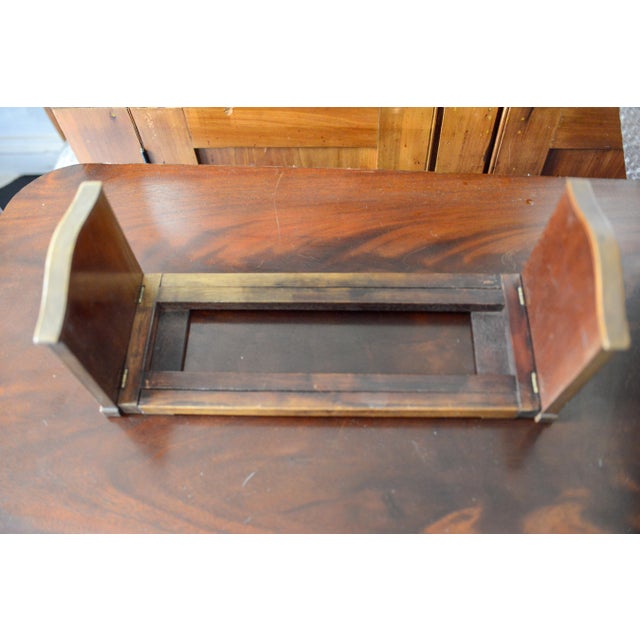 Antique Victorian Mahogany Sliding Book Slide — Marquetry Inlaid Medallions — Adjustable Bookrack — Book Shelf Stand 19th Century English For Sale - Image 10 of 12
