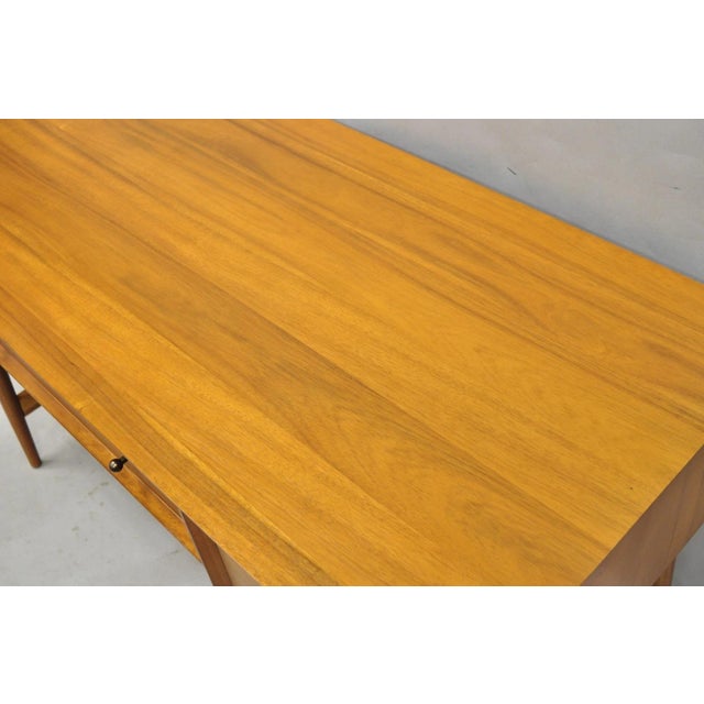 West Elm Williams Sonoma Mid Century Modern Acacia Teak Style Writing Desk (B) For Sale - Image 10 of 16