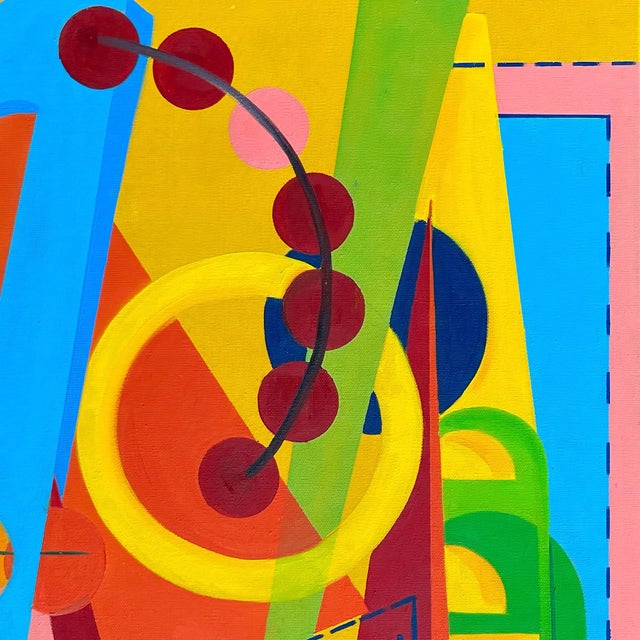 The Beginning That Starts in the Middle by Amy Hutcheson | Oil on canvas Abstract geometric shapes. For Sale - Image 4 of 4