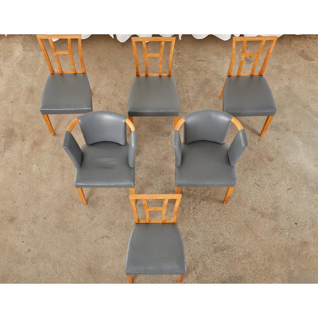 Rare Mid-Century Modern set of six dining chairs designed by Eliel Saarinen for Johnson Furniture Co. The set consists of...