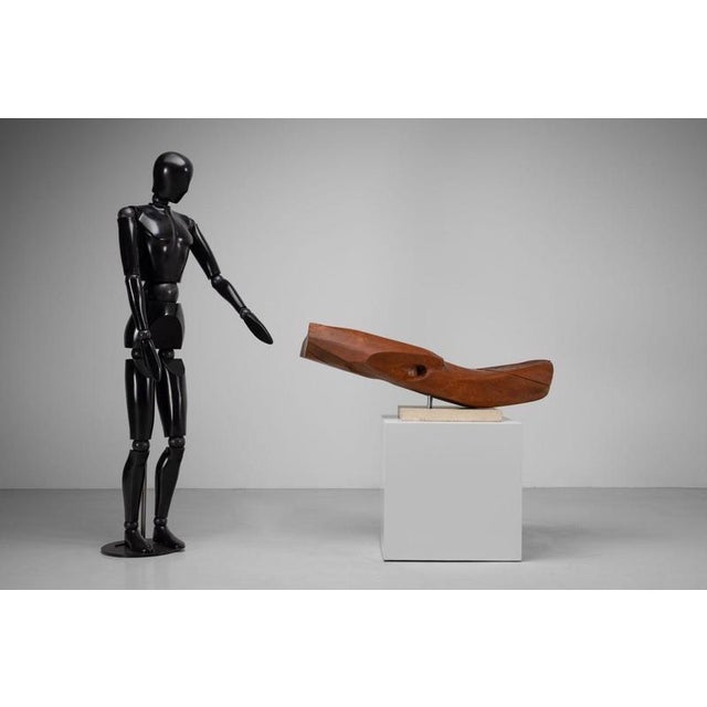 1960s Organic Abstract Iroko Sculpture on Travertine Base, 1960s For Sale - Image 5 of 18