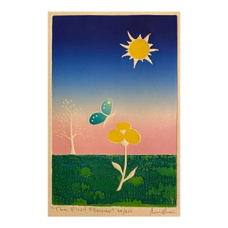 1980s Misha Moracha First Flower Embossed Etching For Sale