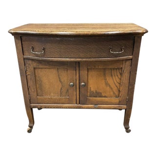 Antique Oak Sideboard Cabinet, Early 1900s Small Server, Dovetail Drawer, Arts & Crafts Bar Cabinet, Vintage Entryway Chest For Sale