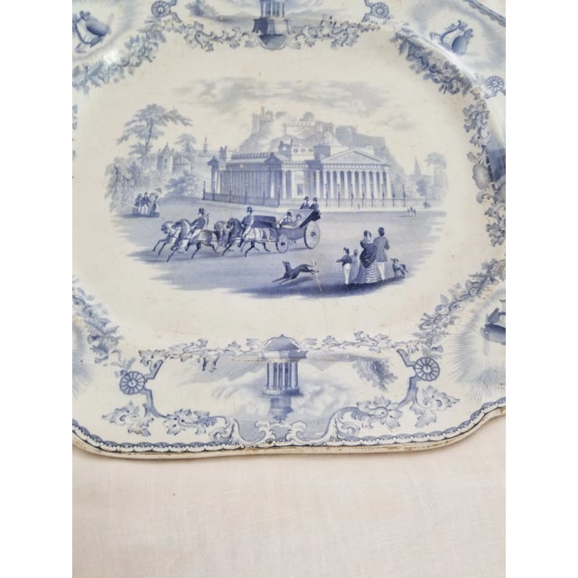 Blue Mid 19th Century Blue and White Transferware Platter For Sale - Image 8 of 12