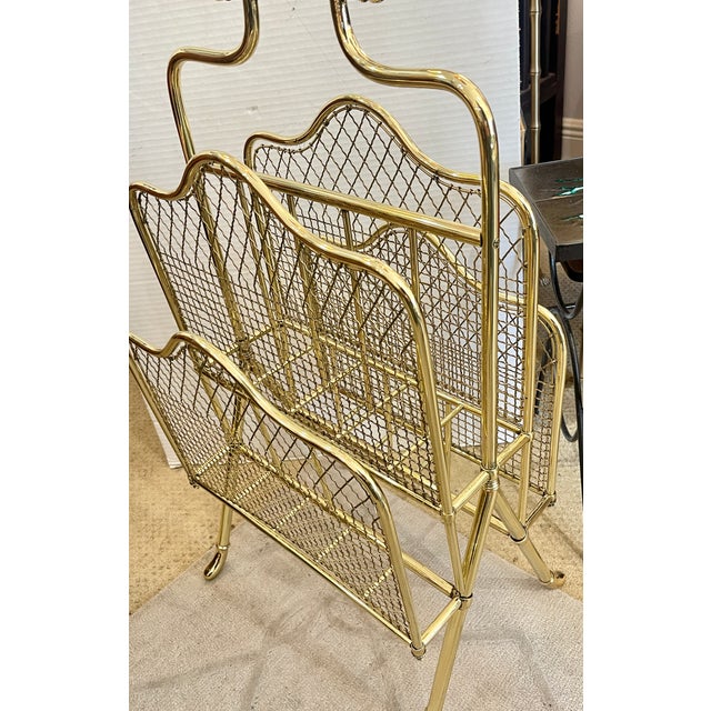 1920s Maison Jansen, Rare Neoclassical Brass Magazine Rack French, C.1920s For Sale - Image 5 of 14