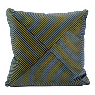 Velvet Stripe Crisscrossed Pattern 20”x20” Feather/Down Pillow For Sale