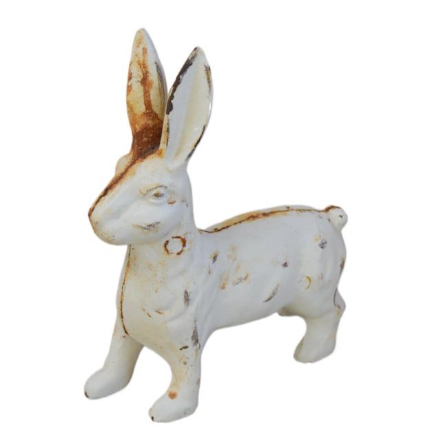 Vintage Cast Iron Rabbit Hare Statue Door Stop Figure For Sale In Los Angeles - Image 6 of 6