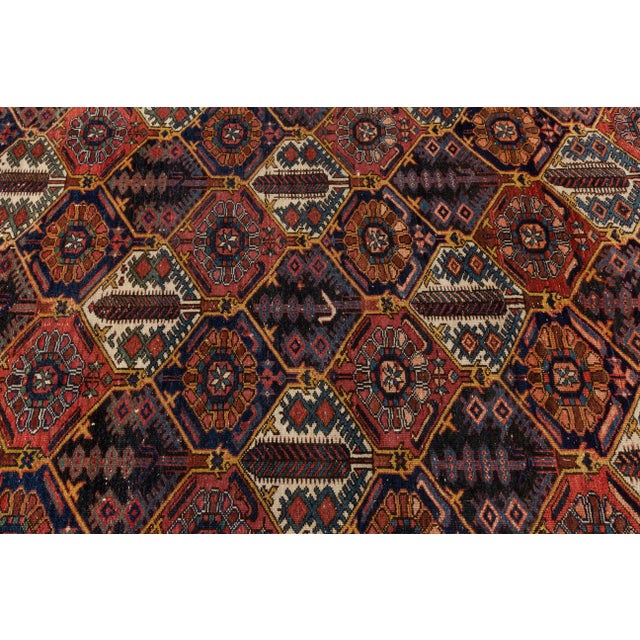 Textile 1960s Vintage Bakhtari Rust Handmade Geometric Wool Rug For Sale - Image 7 of 9