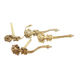 Mid 20th Century French Gilded Floral Curtain Tie Backs- Set of 4