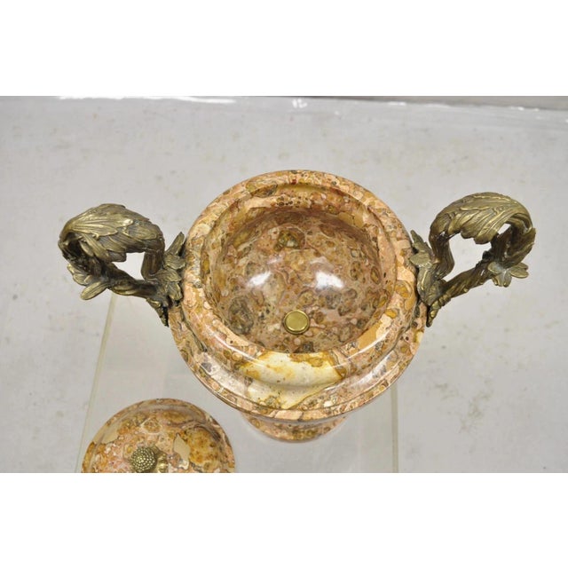 Vintage Bronze and Marble French Baroque Style Lidded Urn Centerpiece Cassolette For Sale - Image 9 of 11