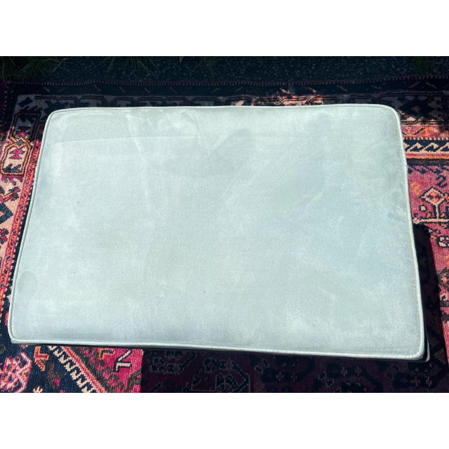 Mid 20th Century Vintage Iron X Base Blue Suede Benches - a Pair For Sale - Image 5 of 10