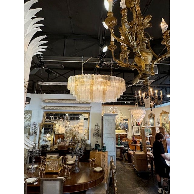 Gold Oval Murano Tronchi Chandelier For Sale - Image 8 of 8