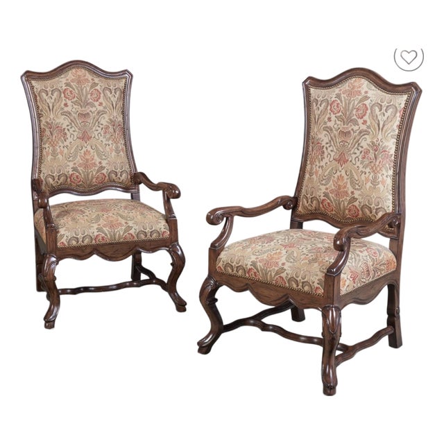 Panache for Michael Taylor Louis XIV Style Walnut Arm Chair - 1 of 2 Available.