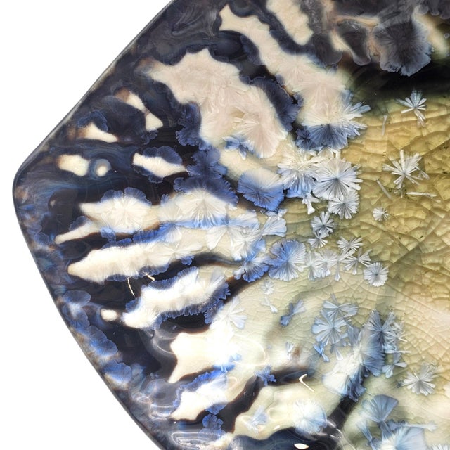 Edgecomb Potters Organic Crystalline Glaze Studio Pottery Dish 10" For Sale - Image 10 of 13