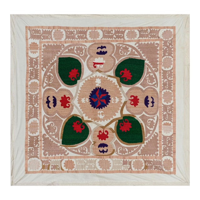 Suzani Wall Hanging Decor - Uzbek Textile 3'11'' X 3'11'' For Sale