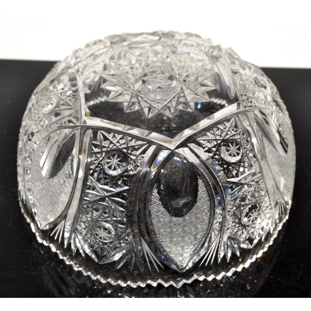 Transparent Vintage Brilliant Cut Crystal Glass Bergen Style Bowl Art Deco For Sale - Image 8 of 12