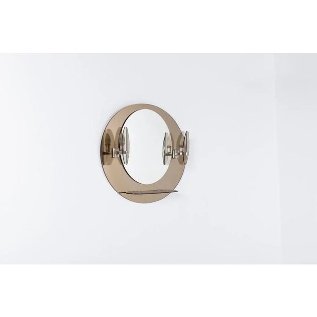 Silver Mid-Century Italian Modern Wall Mirror With Sconces from Veca, 1960s For Sale - Image 8 of 8