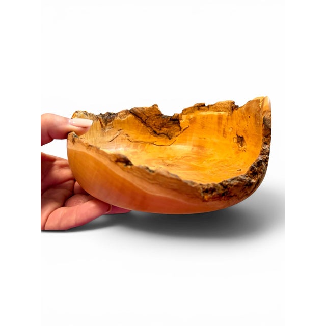 Contemporary 1991 Vintage Jerry McKay Signed Hand-Turned Box Elder Burl Live-Edge Wood Art Bowl For Sale - Image 3 of 5
