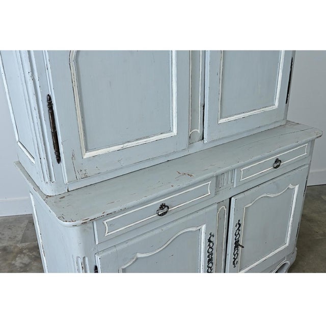 Blue French 19th Century Louis XV Painted Buffet a Deux Corps For Sale - Image 8 of 12