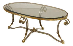 Labarge Regency Brass & Steel Glass Top Coffee Table