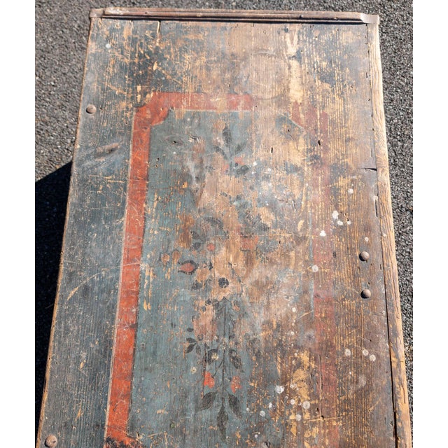 19th Century German Paint Decorated Blanket Chest or Coffee Table Dated 1831 For Sale - Image 11 of 18