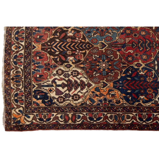 Multicolor Persian Bakhtiari Wool Rug With Allover Pattern For Sale - Image 4 of 9