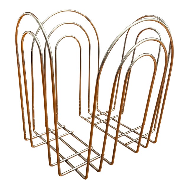 Vintage Chrome-Plated Magazine Rack in the of Style Willi Glaeser for Tmp, 1980s For Sale