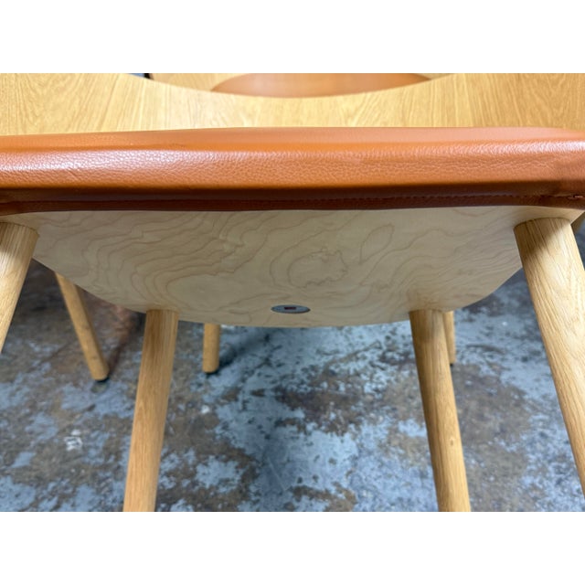 Stefan Diez for E15 Ch04 Houdini Oak + Leather Armchairs, Set of Six For Sale - Image 12 of 12