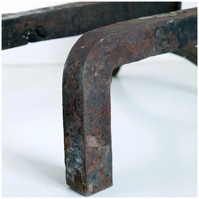American/english Wrought Iron Cooking/hearth Fireplace Andirons a