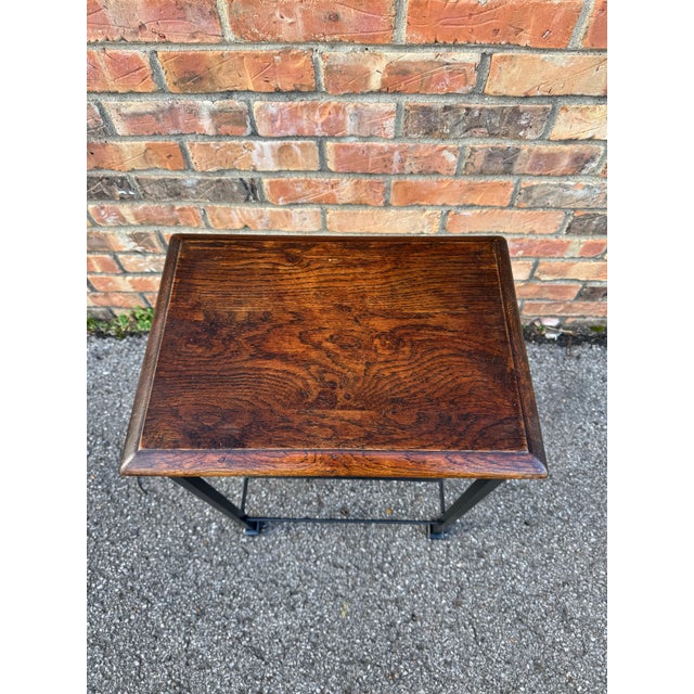Iron Side Table W/Antique Top For Sale - Image 4 of 8