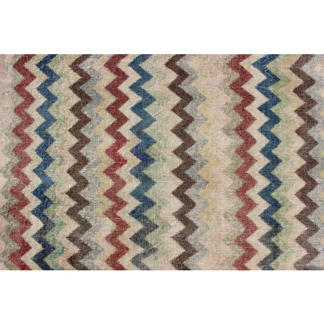 Brown Mid 20th Century Mid-Century Modern Rug in Navy, Red, Green, Brown & Ivory For Sale - Image 8 of 12