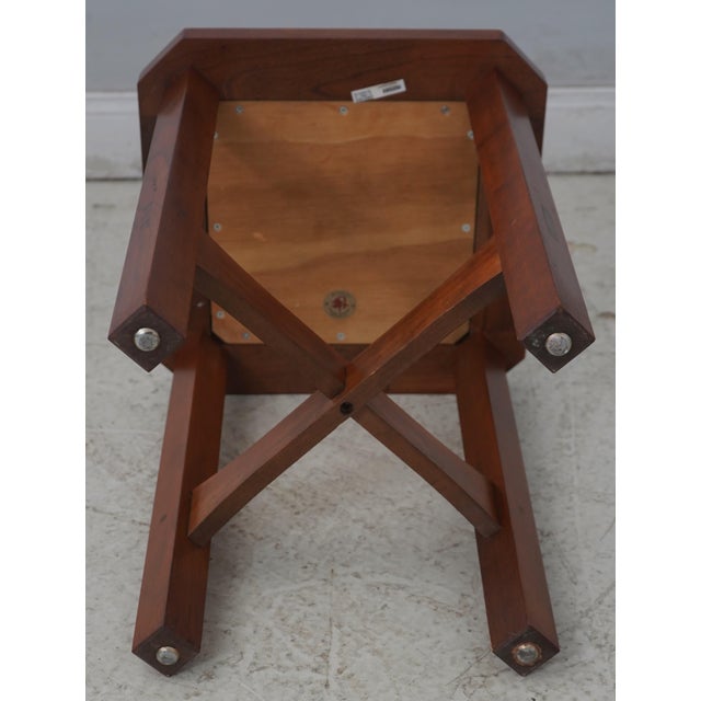 Pair Stickley Arts & Crafts Cherry Granite Top Lamp Tables For Sale - Image 14 of 15