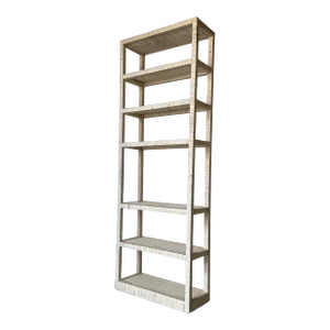 70's Vintage Coastal Wrapped Rattan Six - Tier Etagere