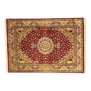 1980s Signed Persian Silk Qum , 4'6" X 6'4"