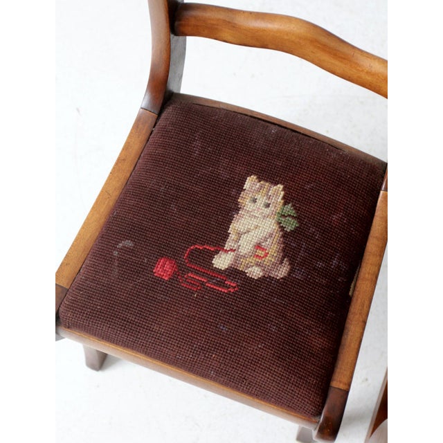 Vintage Kid's Chairs With Needlepoint Seats Pair For Sale - Image 6 of 11