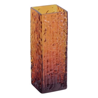 Scandinavian Large Art Glass Vase in Amber-Colored Glass, 1970s For Sale