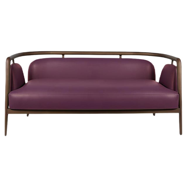 Essex Purple Leather Sofa by Javier Gomez For Sale