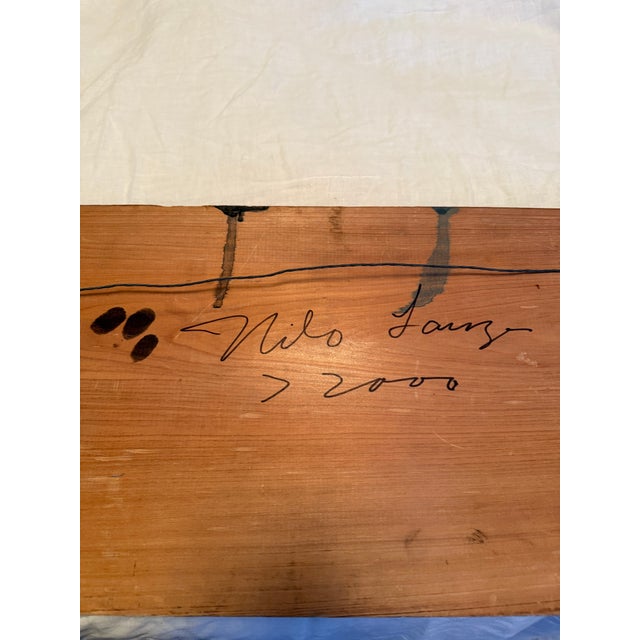 Wood Gator Bait - Oil on Cypress Relief Wood Hand-Carving by Nilo Lanzas (1929-2004) For Sale - Image 7 of 7