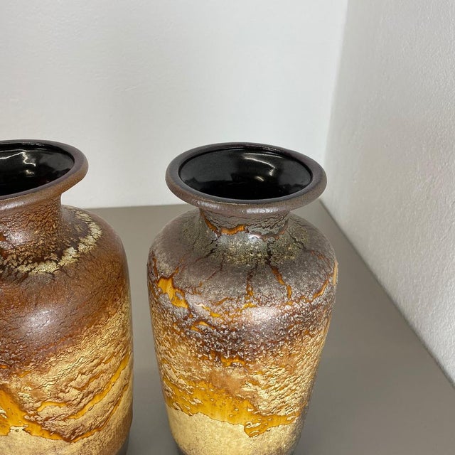 Pottery Fat Lava Desert Vases from Scheurich, Germany, 1970s, Set of 2 For Sale - Image 6 of 18