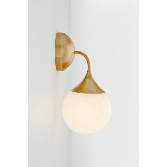 Modern AERIN for Visual Comfort Signature Cristol Small Single Sconce in Hand-Rubbed Antique Brass with White Glass For Sale - Image 3 of 4