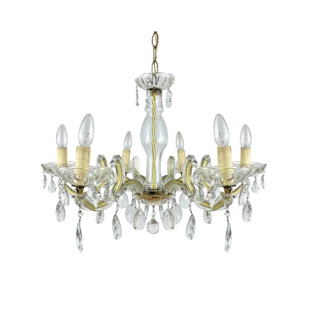 Gilt Brass and Crystal Chandelier from Maria Theresa, 1960s For Sale