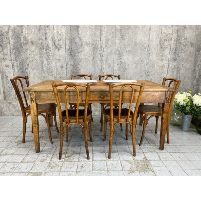 Kitchen Dining Table or Desk with 3 Drawers and Tapered Legs, 1890s For Sale - Image 15 of 17