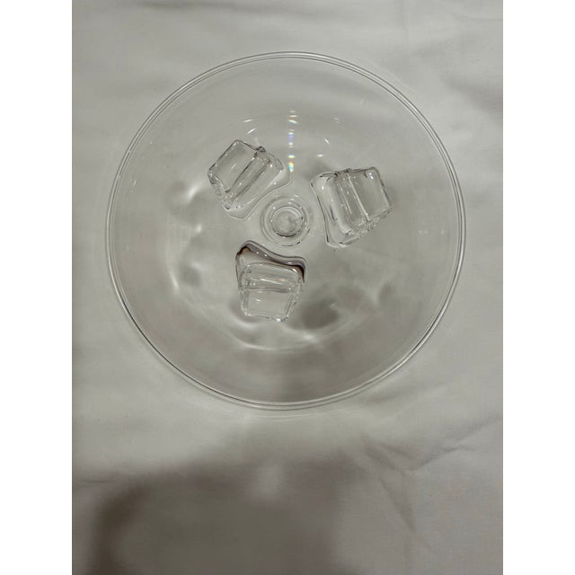 Transparent Vintage Steuben Signed Crystal Footed Candy Dish – Original Box & Pouch For Sale - Image 8 of 10