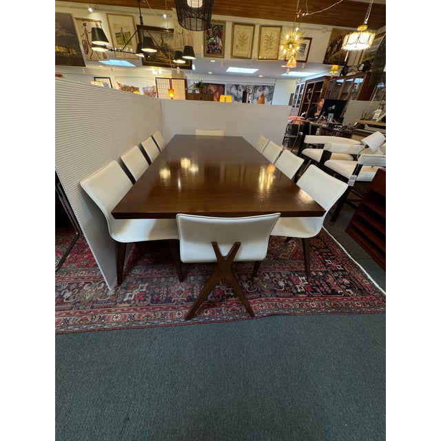 Joe Jeup Joseph Jeup Sculpted Trestle Dining Table + X Back Dining Side Chairs, Set For Sale - Image 4 of 11
