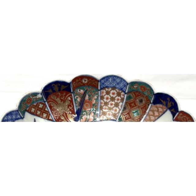 19th Century Japanese Meiji Imari Kinrande Porcelain Scalloped Iris Bowl 10 Inch For Sale - Image 13 of 16