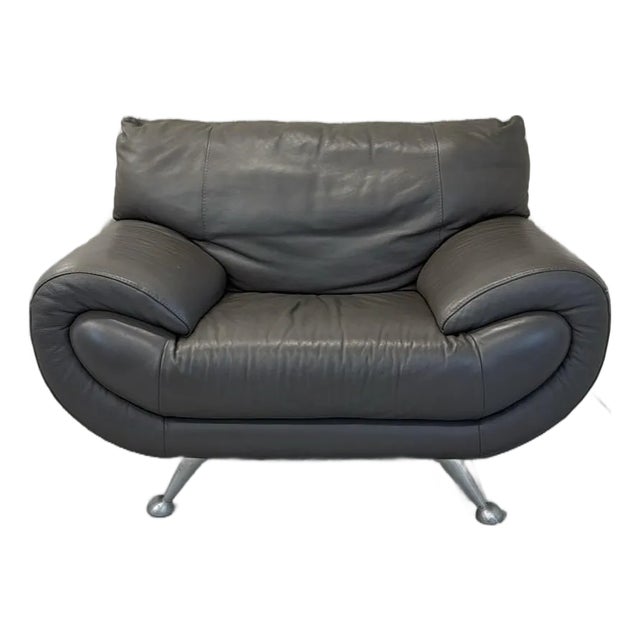 Nicoletti Salotti Italian Leather Lounge Chair For Sale