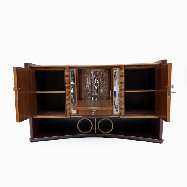Brown Art Deco Italian Walnut and Maple Sideboard, 1930s For Sale - Image 8 of 9