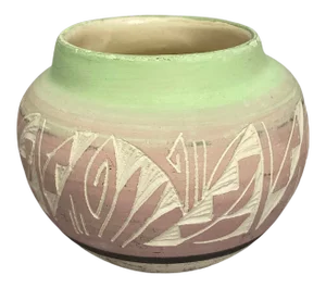 Vintage 1990s Ute Mountain Pottery Native American Signed Hand Painted Ceramic Vase